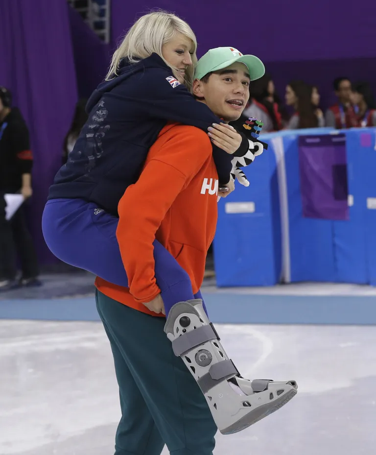 Shaolin Sandor Liu tõi poodiumile ka oma tüdruksõbra, Suurbritannia kiiruisutaja Elise Christie