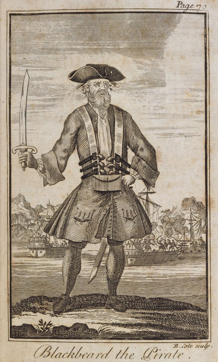 Joonistus Edward Teachist, piraat Musthabemest 18. sajandi raamatus