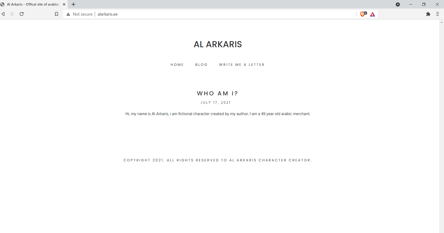Cайт alarkaris.ee, якобы принадлежащий арабскому бизнесмену Аль-Аркарису.