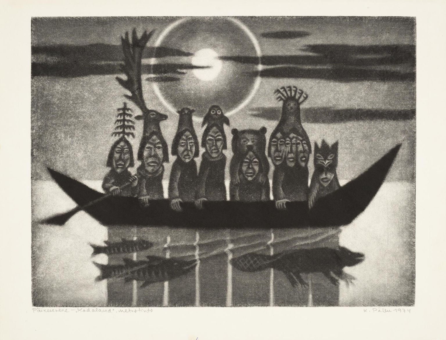 «Päikesevene». Sarjast «Kodalased». 1974. Metsotinto. Eesti Kunstimuuseum. 