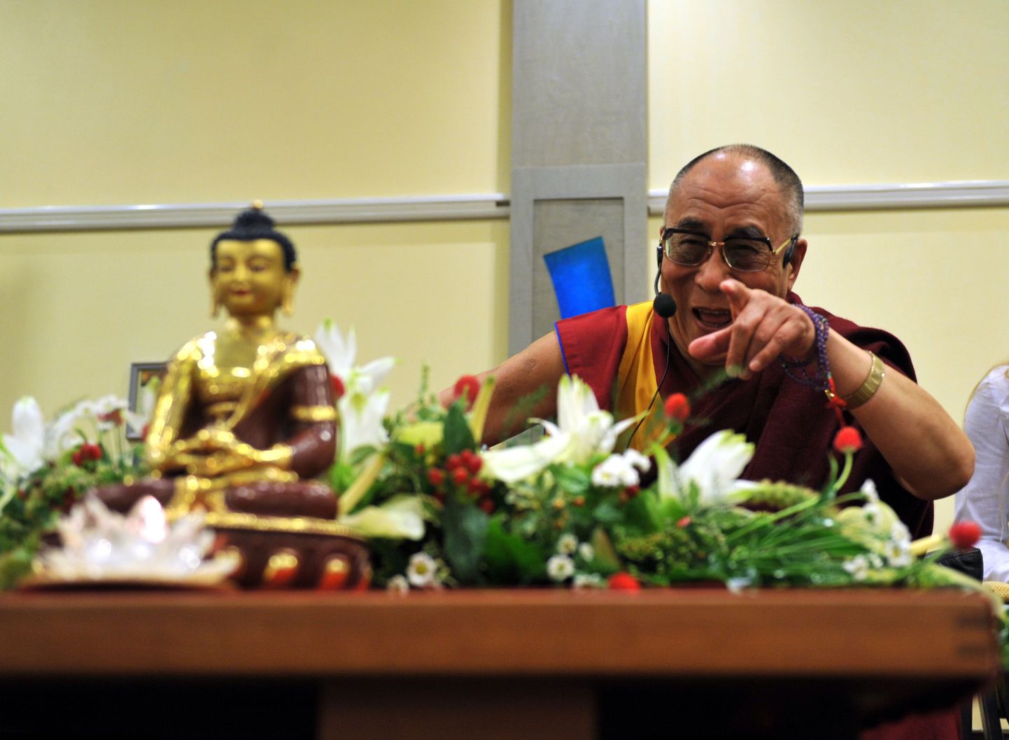 Dalai-laama Tenzin Gyatso täna Budismi Instituudi liikmete ja teiste budismihuvilistega kohtumas.