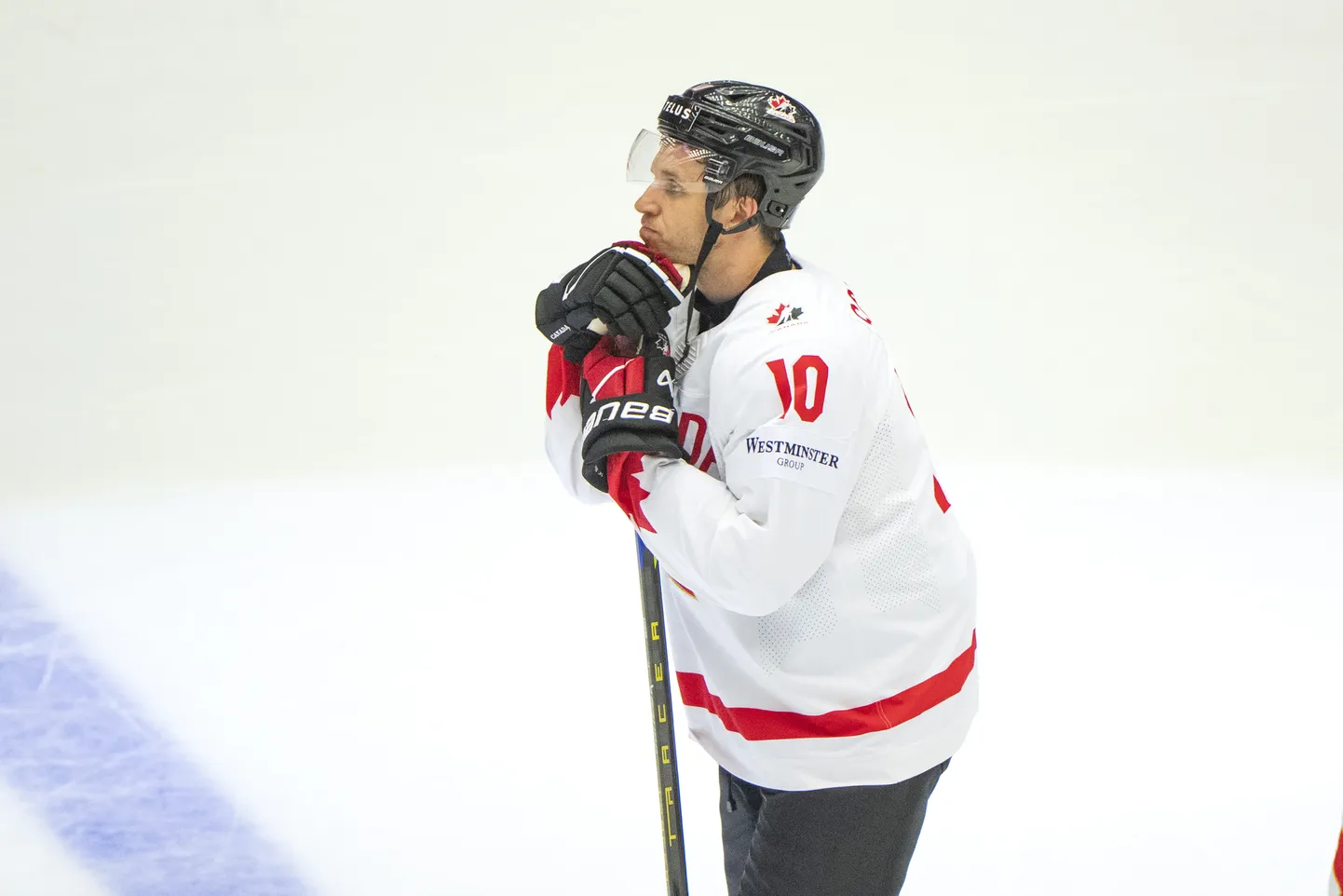 Kanada mängija Brayden Schenn pärast kaotust Taanile.