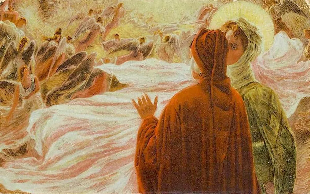 Ruggero Focardi maal Dantest ja Beatrice'ist Paradiisis.