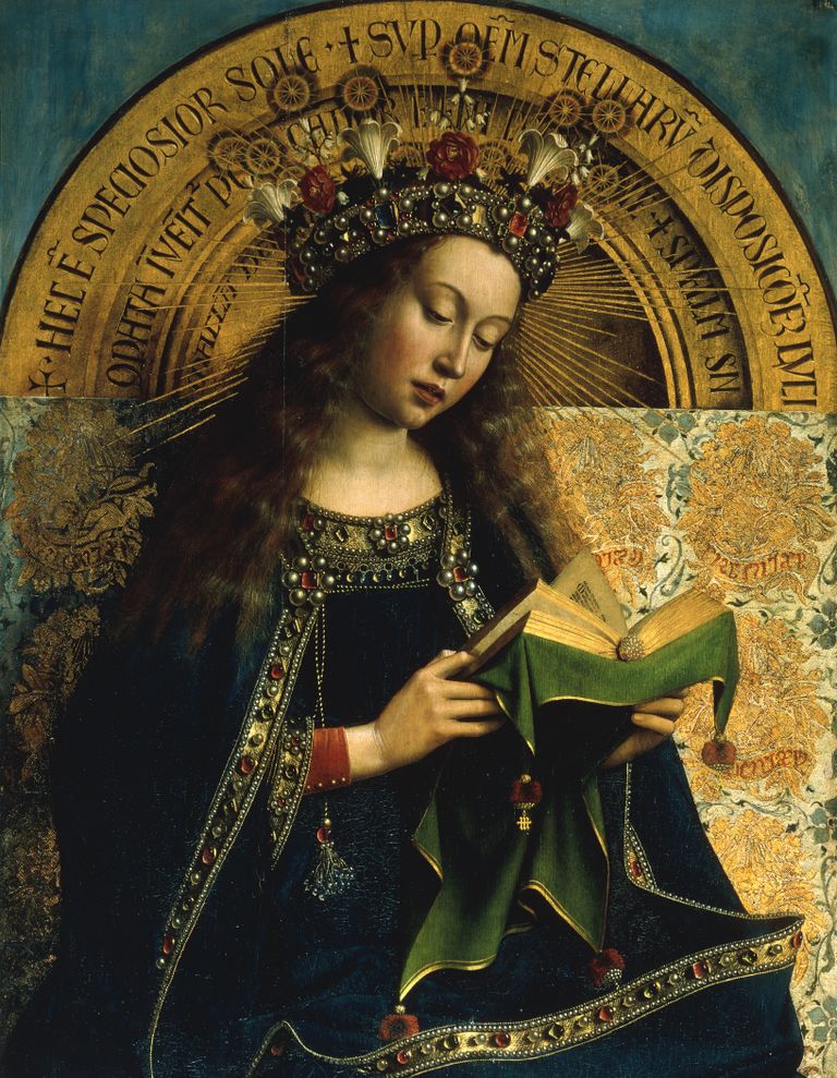 Detail Genti kuulsast altarimaalist. Pildil neitsi Maarja