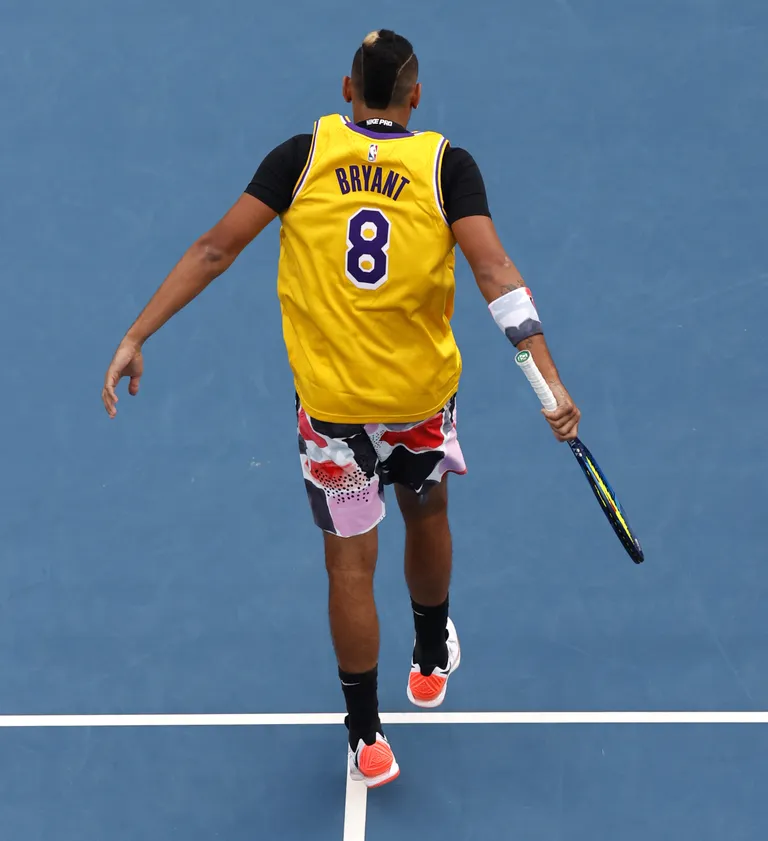 Nick Kyrgios soojendusel Rafael Nadali vastu