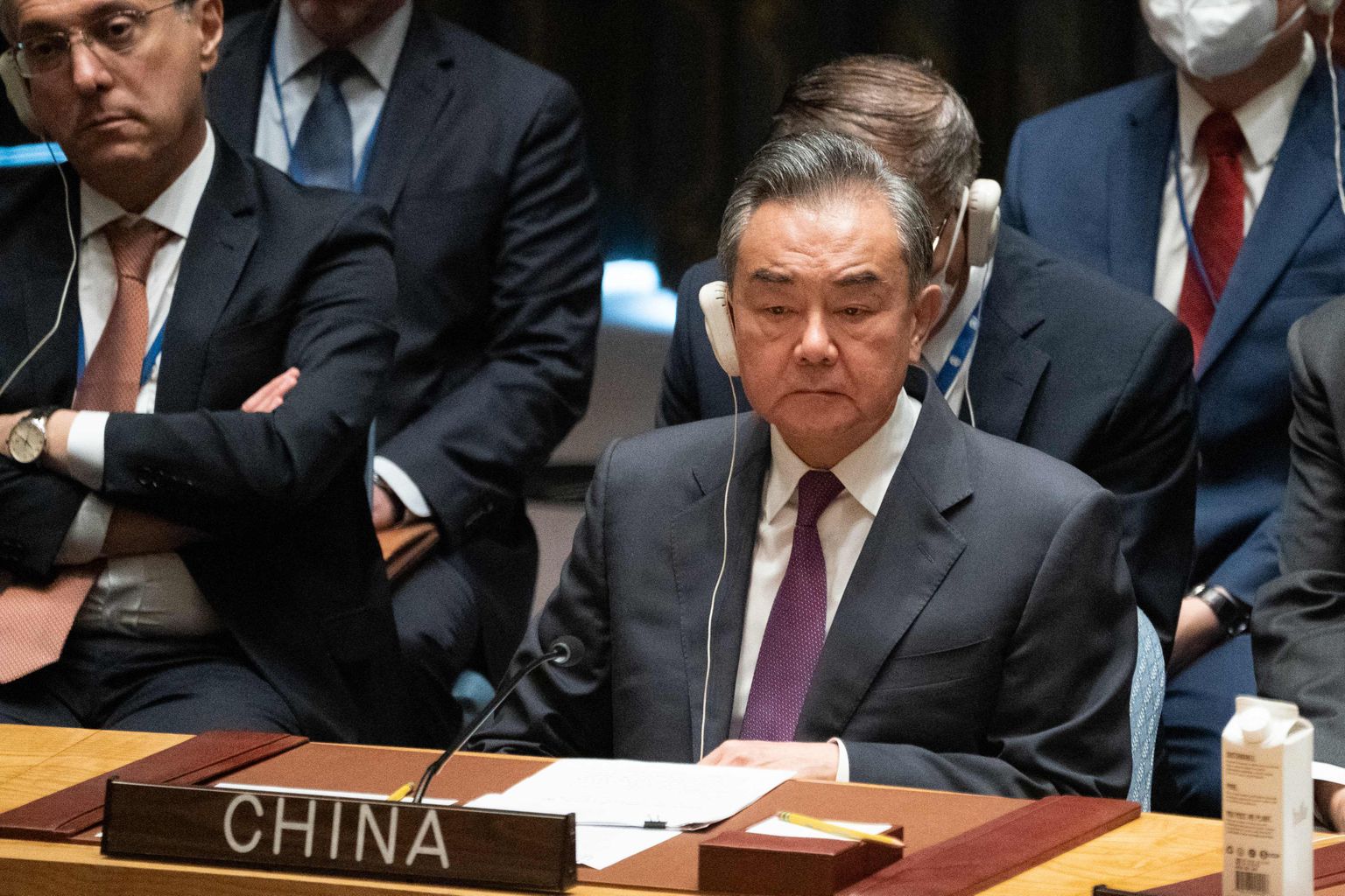 Hiina välisminister Wang Yi ÜRO Julgeolekunõukogu kohtumisel New Yorgis 22. september 2022.