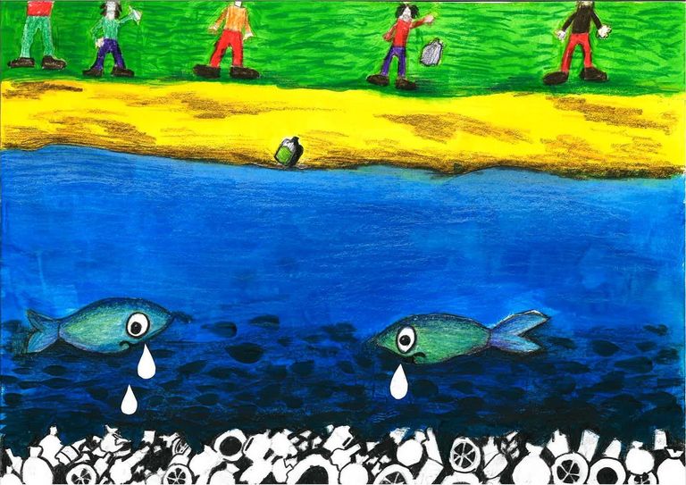 Keskmise vanuserühma võidutöö "Ka kalad tunnevad kurbust". Autor Kristelle Helme.
