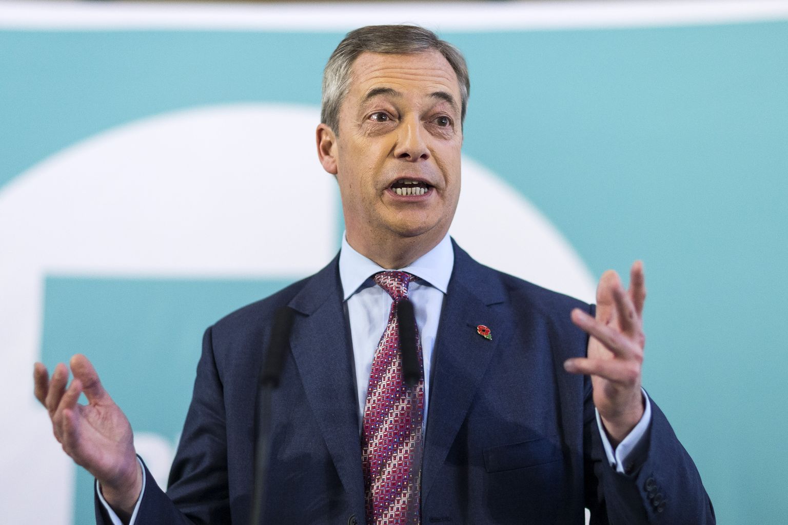 Briti Brexiti Partei liider Nigel Farage esmaspäeval Inglismaal Hartlepoolis kampaaniaüritusel.