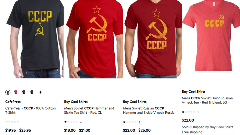 Футболки с символикой СССР в американском Walmart.