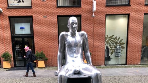 В квартале Ротерманни появилась скульптура человека с голыми гениталиями, а вокруг него...