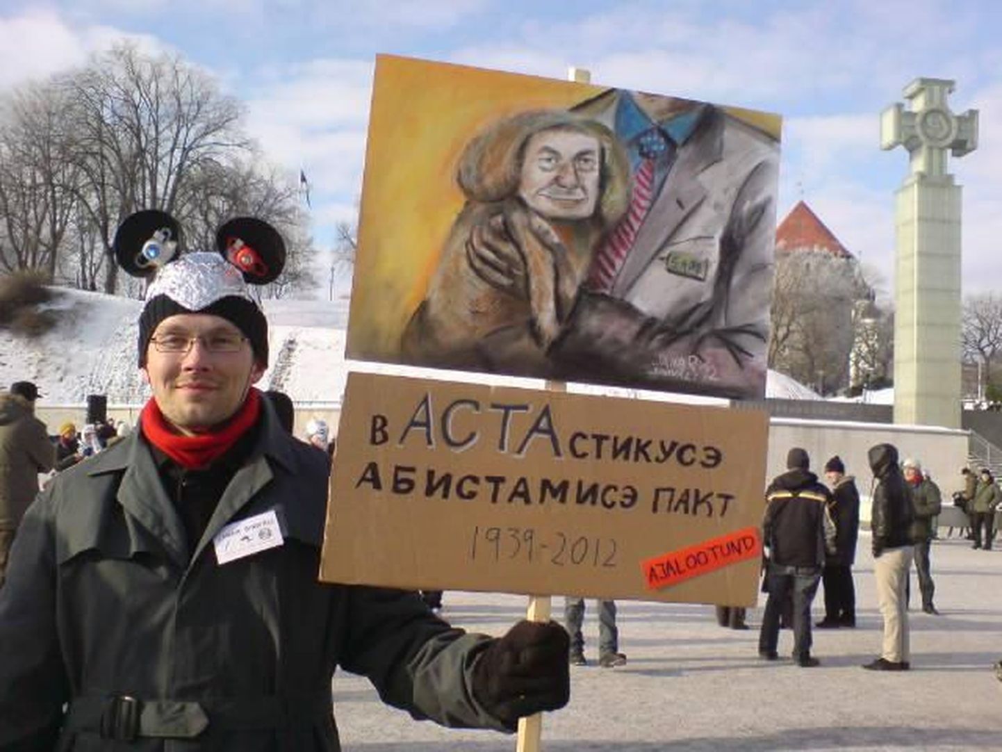 ACTA vastane meeleavaldus täna Tallinnas Vabaduse väljakul.