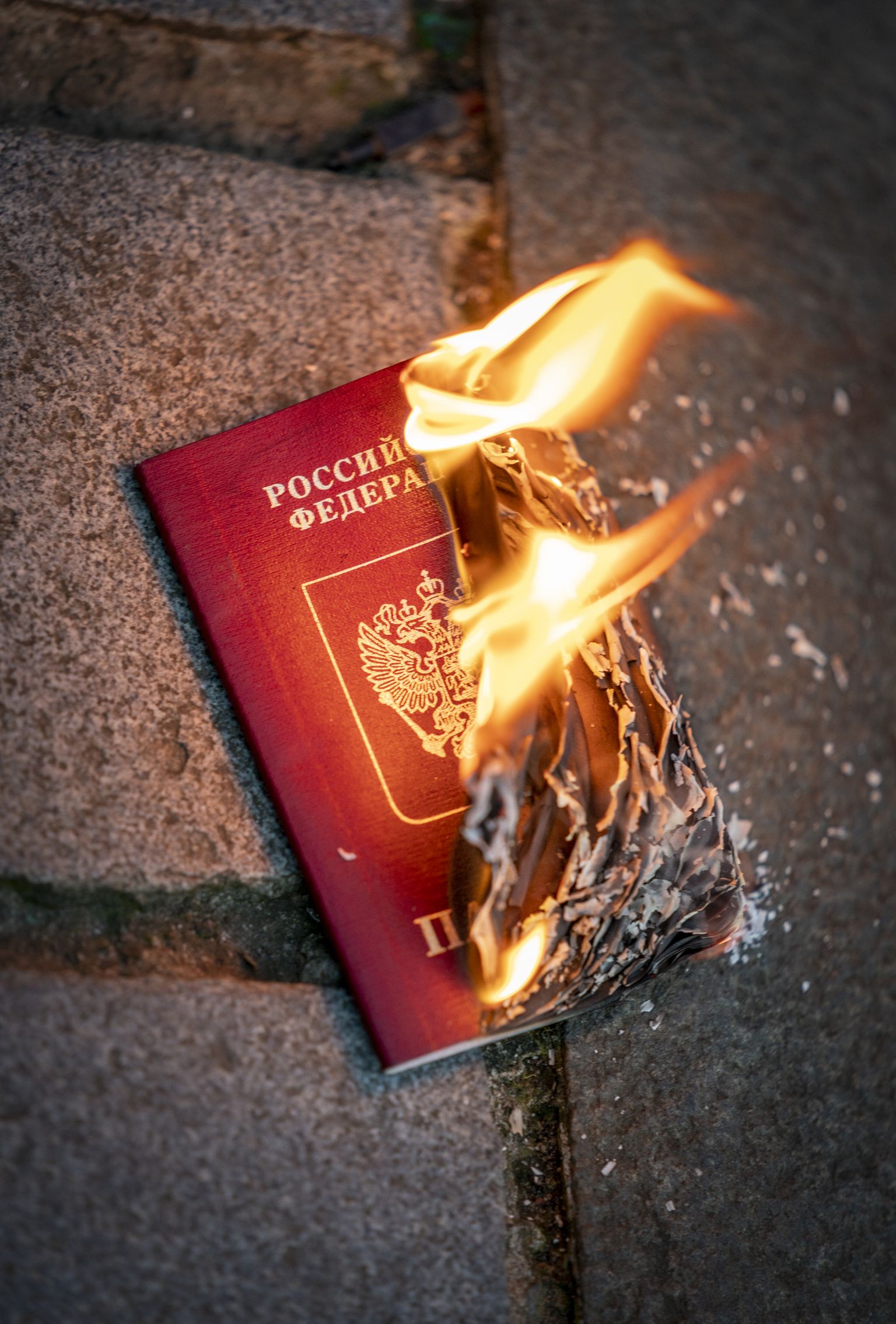 Горящий паспорт Российской Федерации