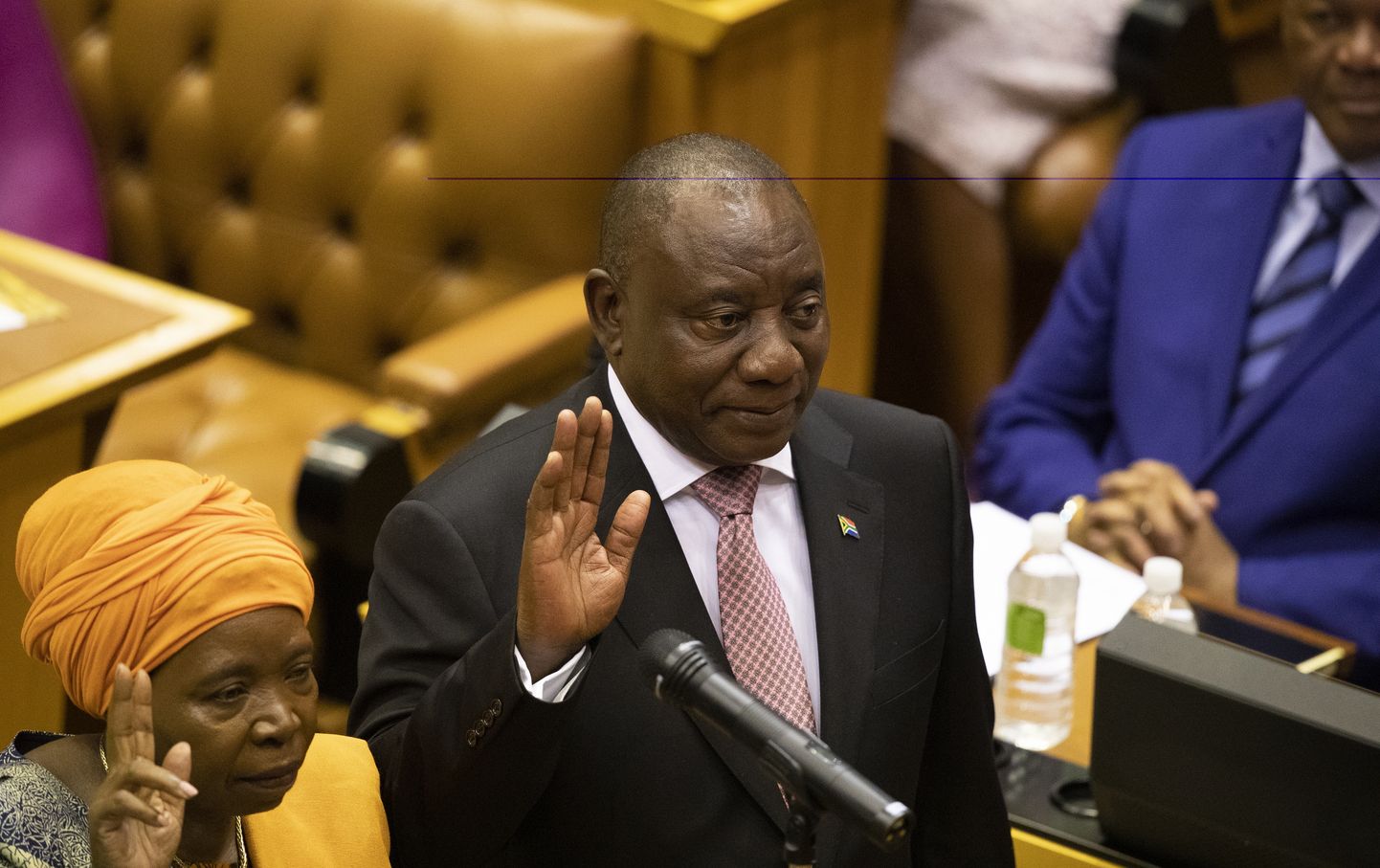 Lõuna-Aafrika Vabariigi ametisolev riigipea Cyril Ramaphosa kolmapäeval Kaplinnas parlamendi istungil pärast presidendiks valimist.