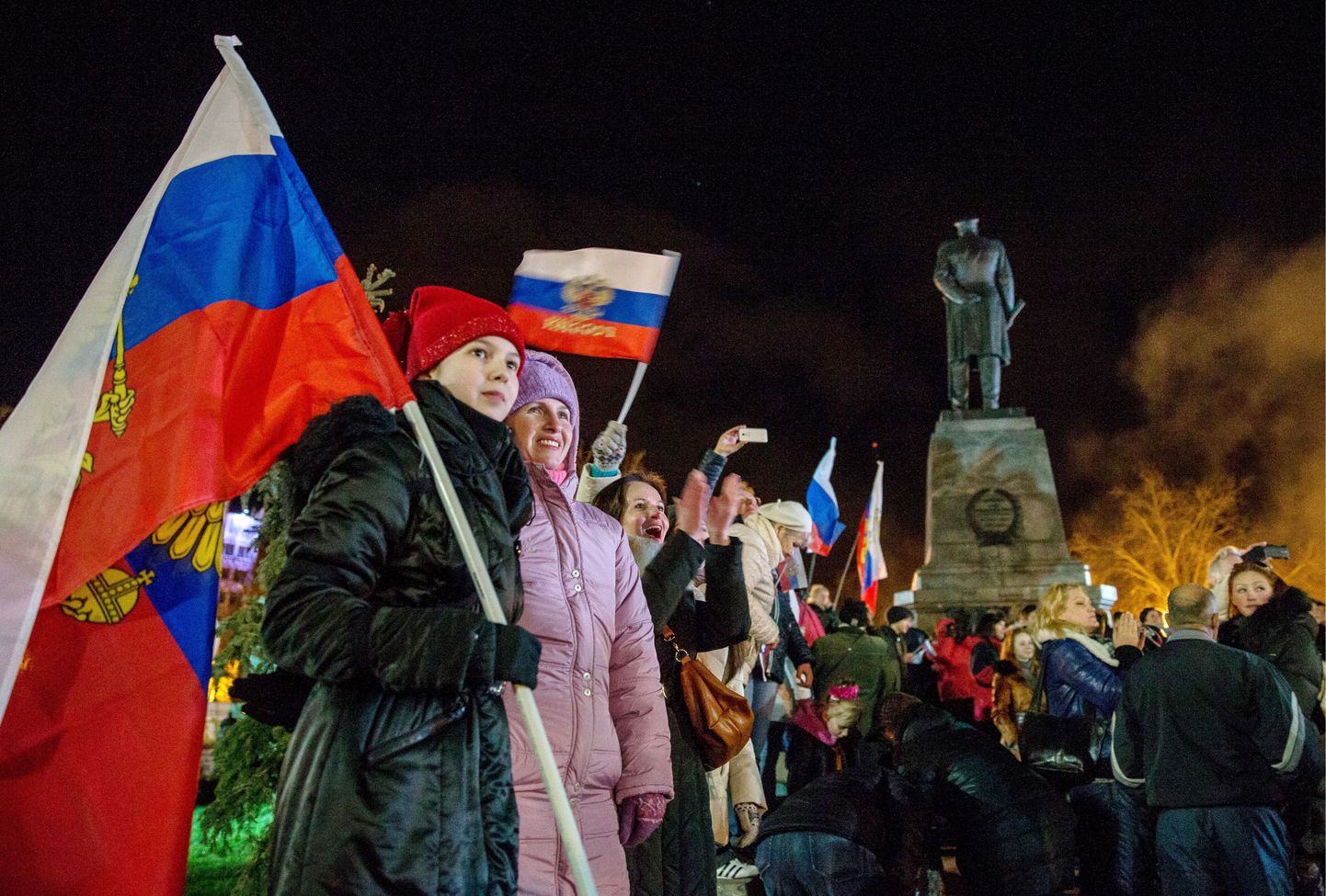 Krimlased tähistamas ühe aasta möödumist nn ühinemisest Venemaaga.