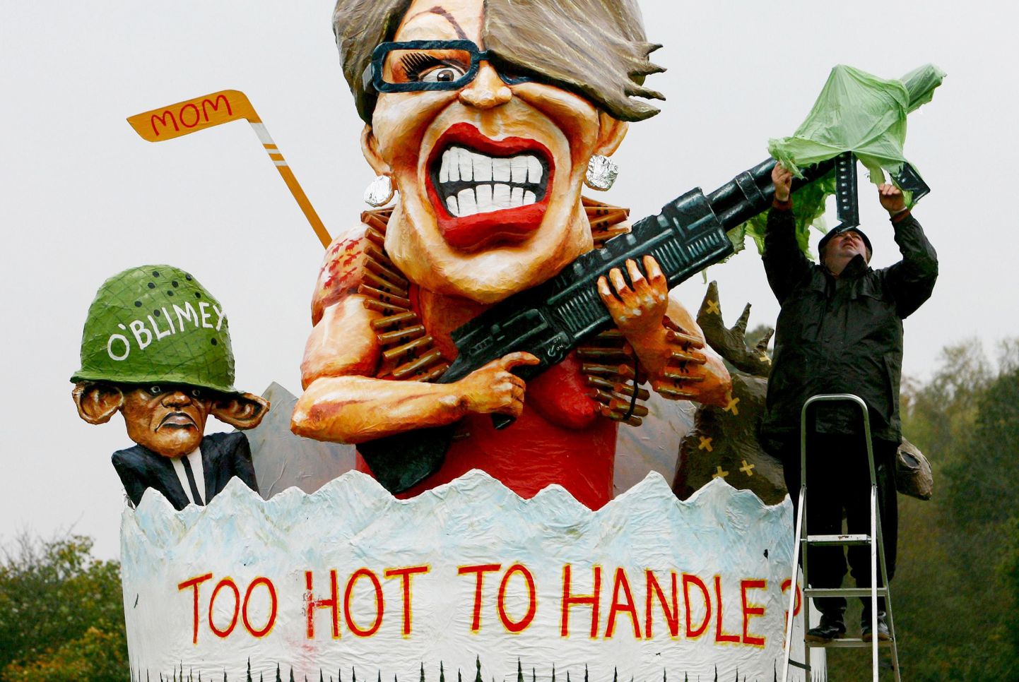 Vabariiklaste asepresidendikandidaati Sarah Palinit kujutav montaaž.