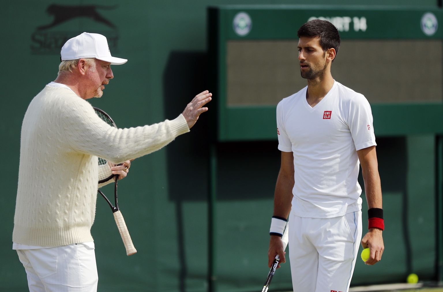 Boris Becker (vasakul) ja Novak Djokovic.