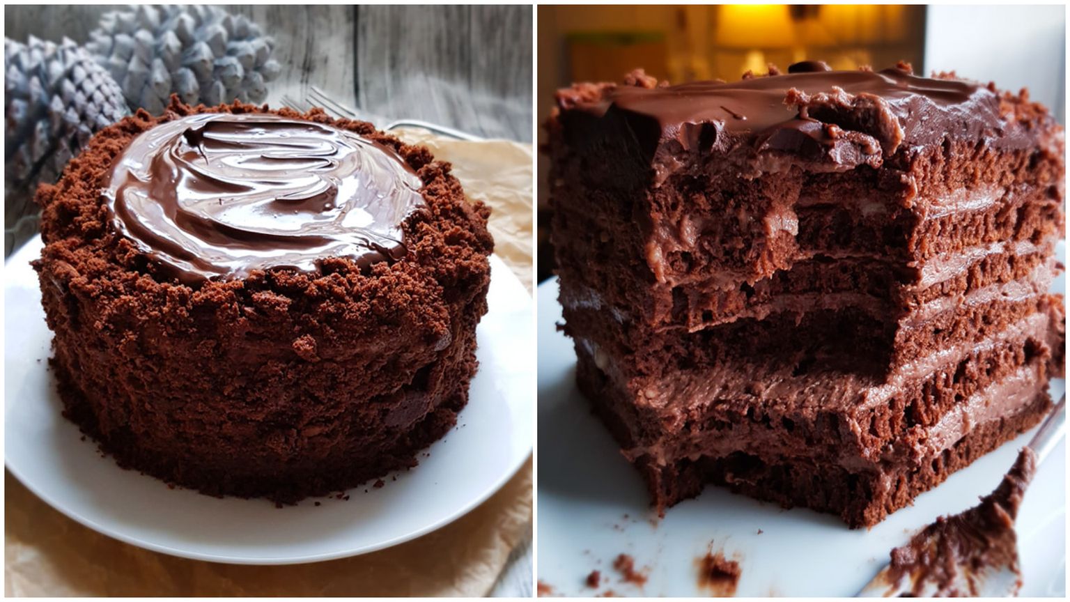 Šokolādes torte ar vārītu šokolādes krēmu