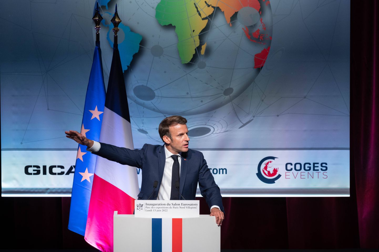 Prantsusmaa president Emmanuel Macron eile kõnelemas.