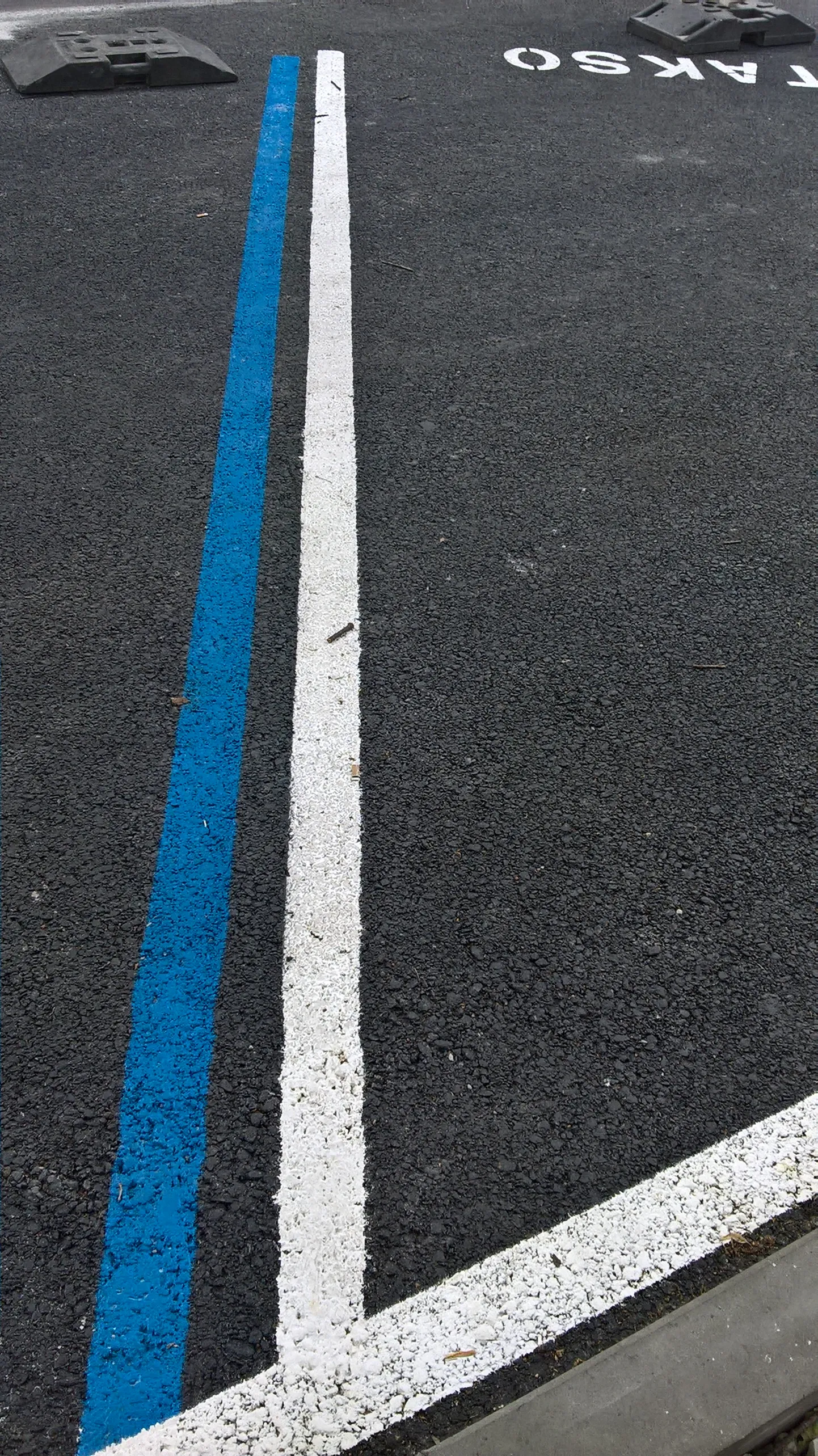 Lehelugeja tegi Pärnu bussihaama juures foto sellest, kuidas teele võõbatud jooned moodustavad Eesti lippu.