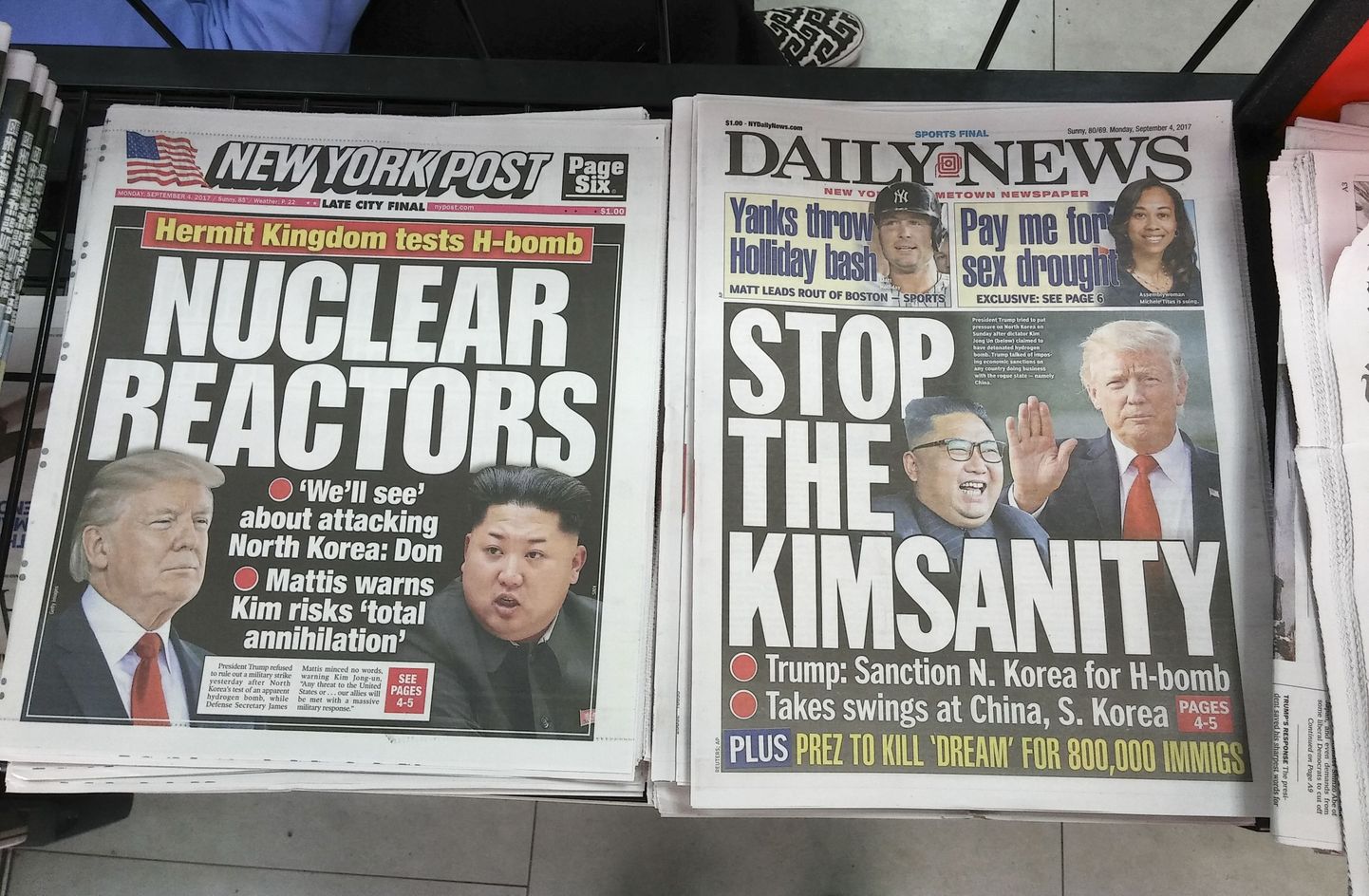 Ajalehtede esiküljed kujutavad Põhja-Korea ja USA vahel vallandunud sõnasõda.