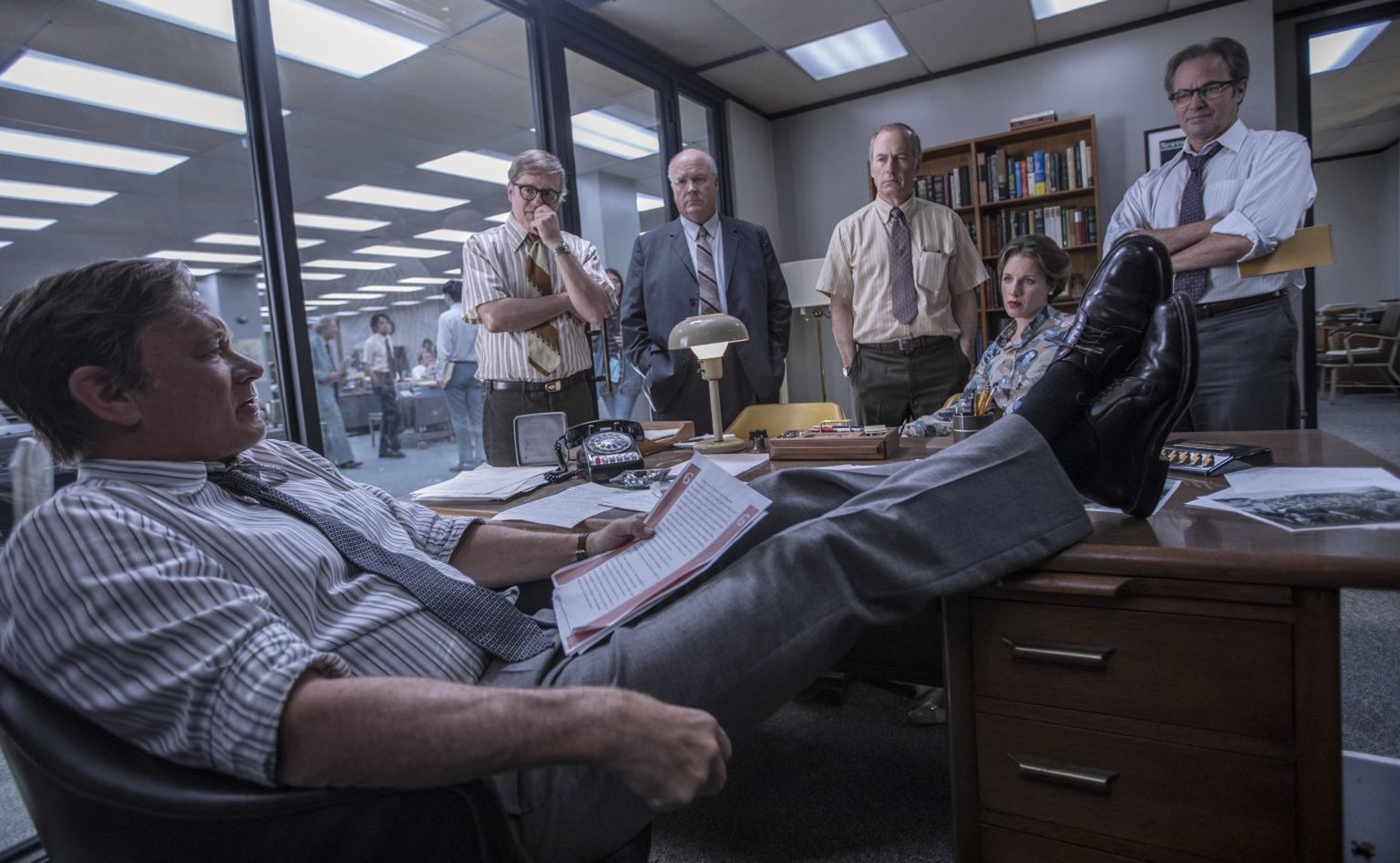 Washington Posti peatoimetaja Ben Bradlee (Tom Hanks) ja tema toimetuseliikmed filmis «Salajased paberid»