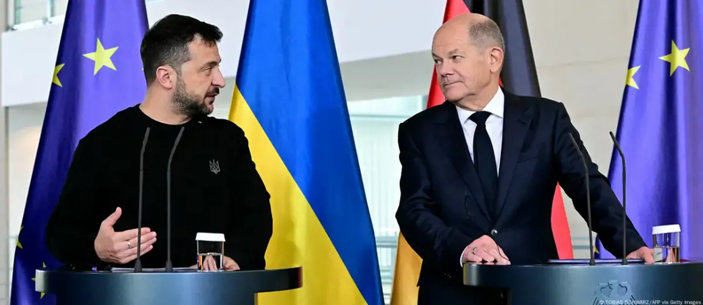 Президент Украины Владимир Зеленский и канцлер ФРГ Олаф Шольц, Берлин 11 октября 2024 года