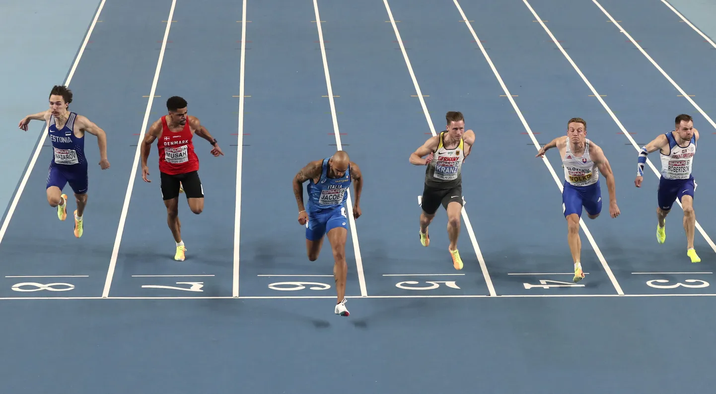 Karl Erik Nazarov meeste 60m finaalis.