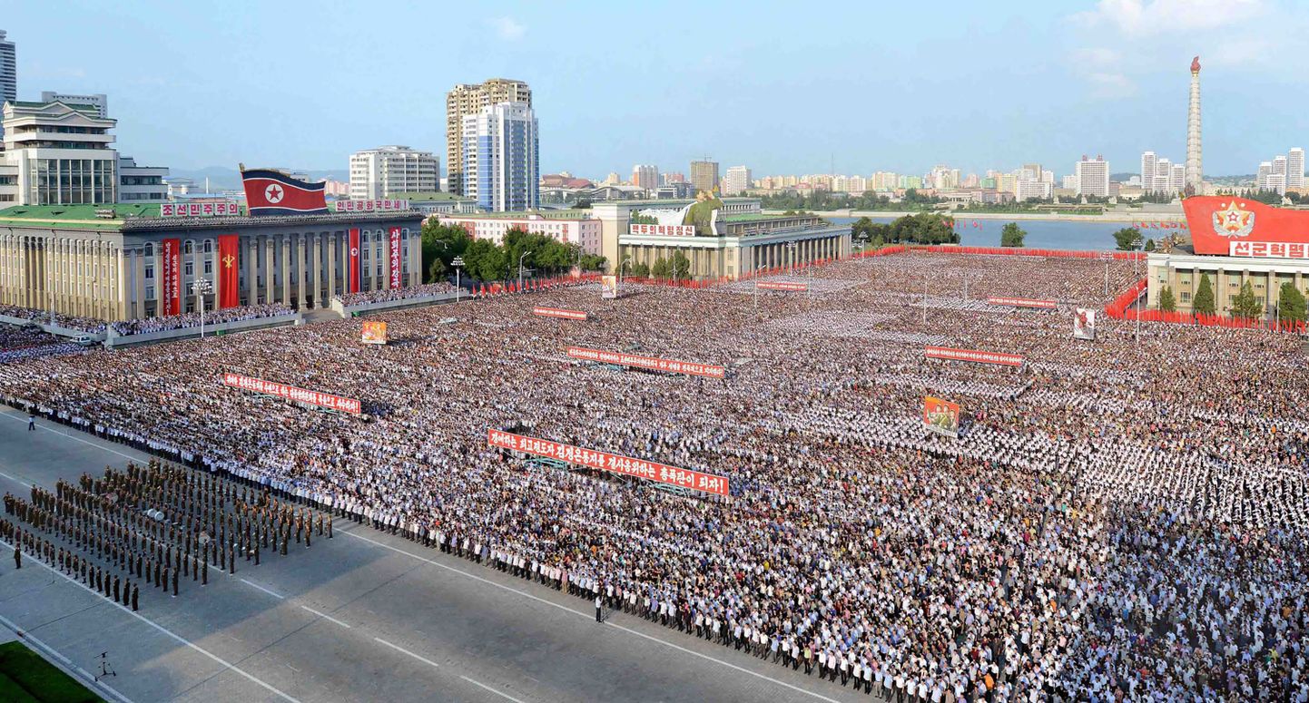 Ameerika-vastane demonstratsioon Pyongyangis.
