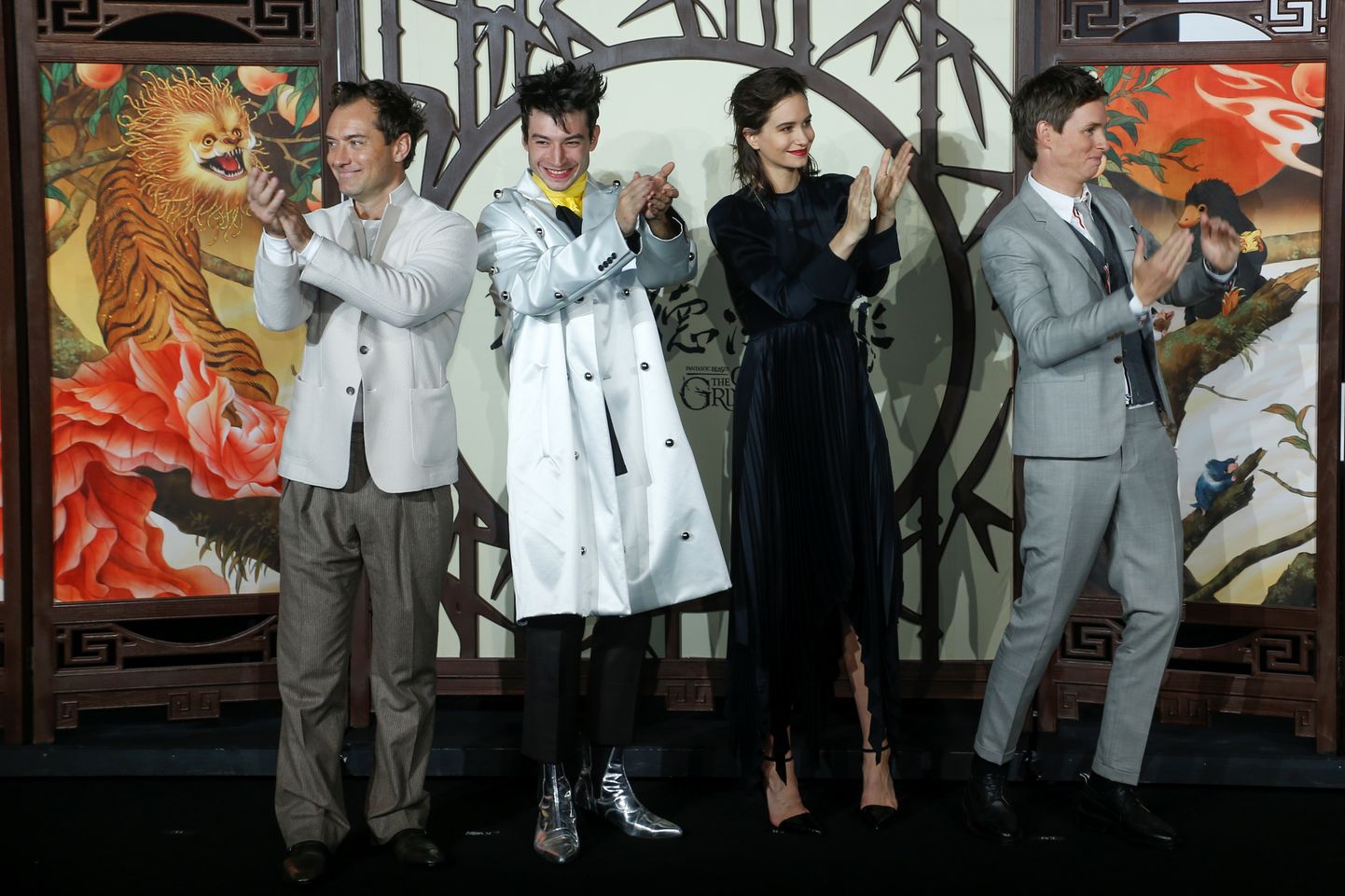 «Fantastilised elukad: Grindelwaldi kuritööd» näitlejad Jude Law, Ezra Miller, Katherine Waterston ja Eddie Redmayne