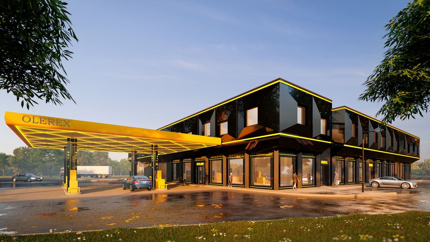 Olerexi rajatav Väo teenindusjaam, kuhu tuleb nii ettevõtte kontor kui ka rendikorterid.