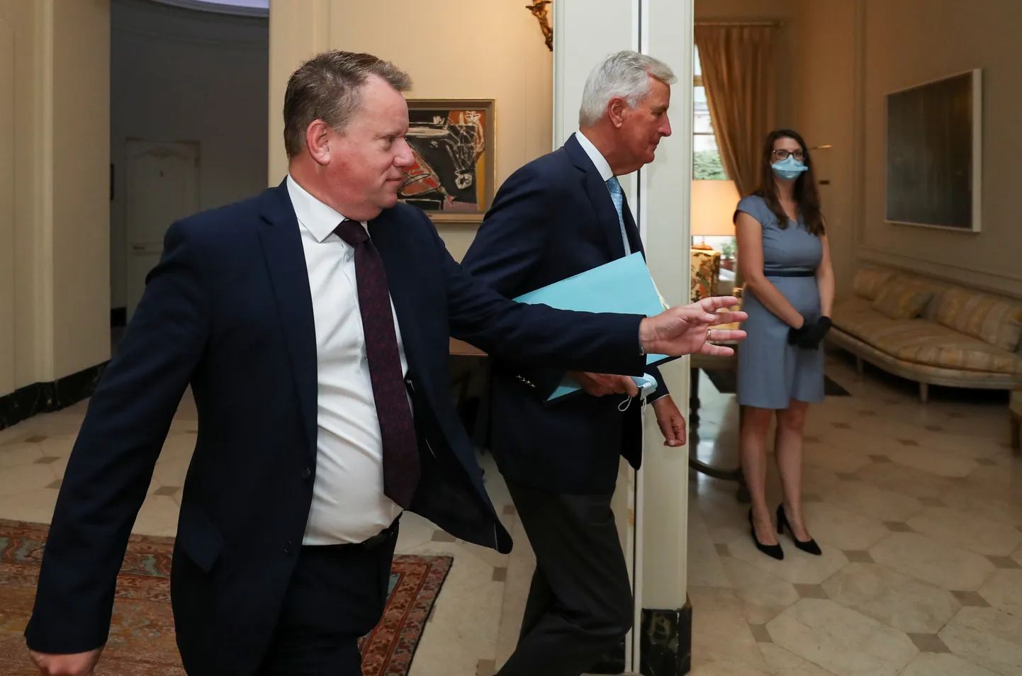David Frost ja Michel Barnier kõnelustele saabumas.