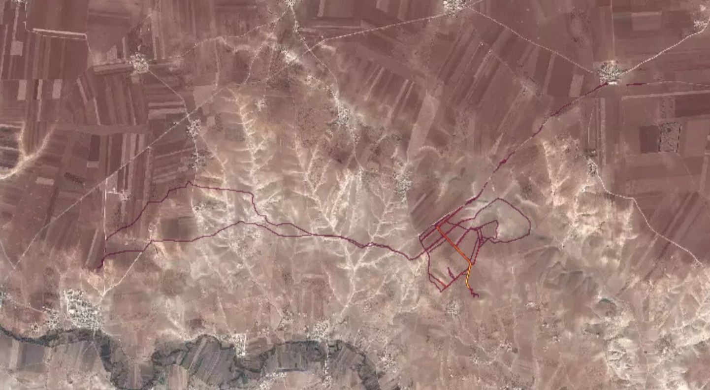 Strava andmete põhjal kokku pandud Türgi sõjaväelaste liikumiskaart Põhja-Süürias Manbij'is