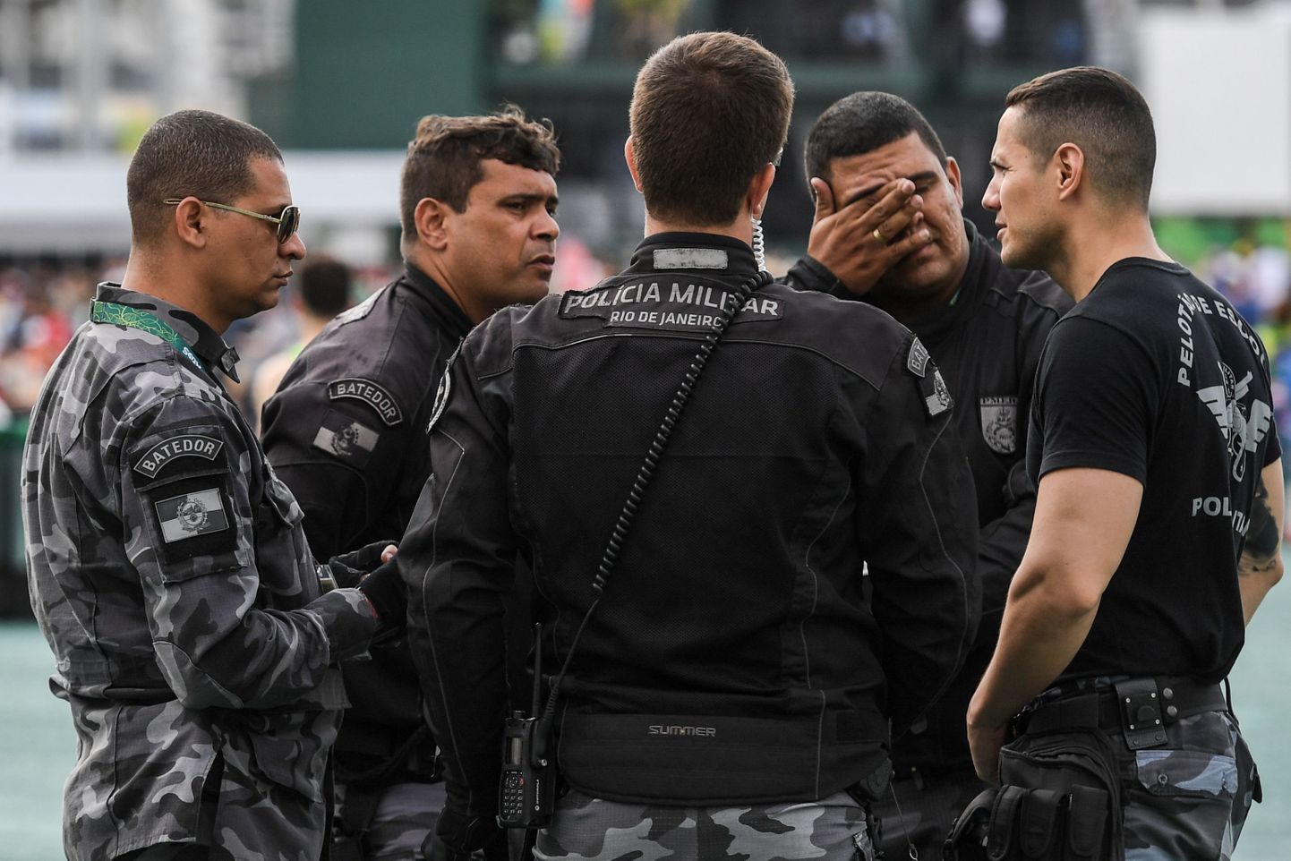 Politseinikud Rio de Janeiro olümpiapargis.
