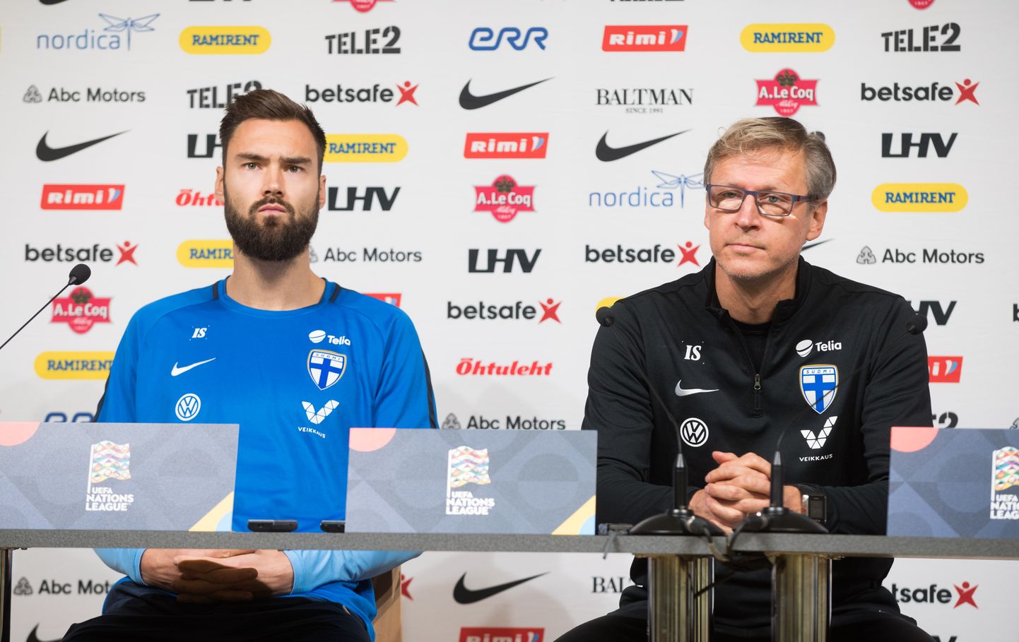 Soome jalgpallikoondise kapten Tim Sparv ja peatreener Markku Kanerva.