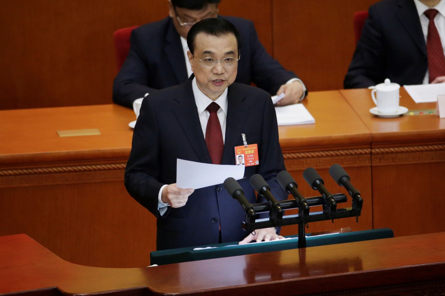 Hiina peaminister Li Keqiang teisipäeval Pekingis rahvakongressi istungjärgu avapäeval tööaruannet esitamas.