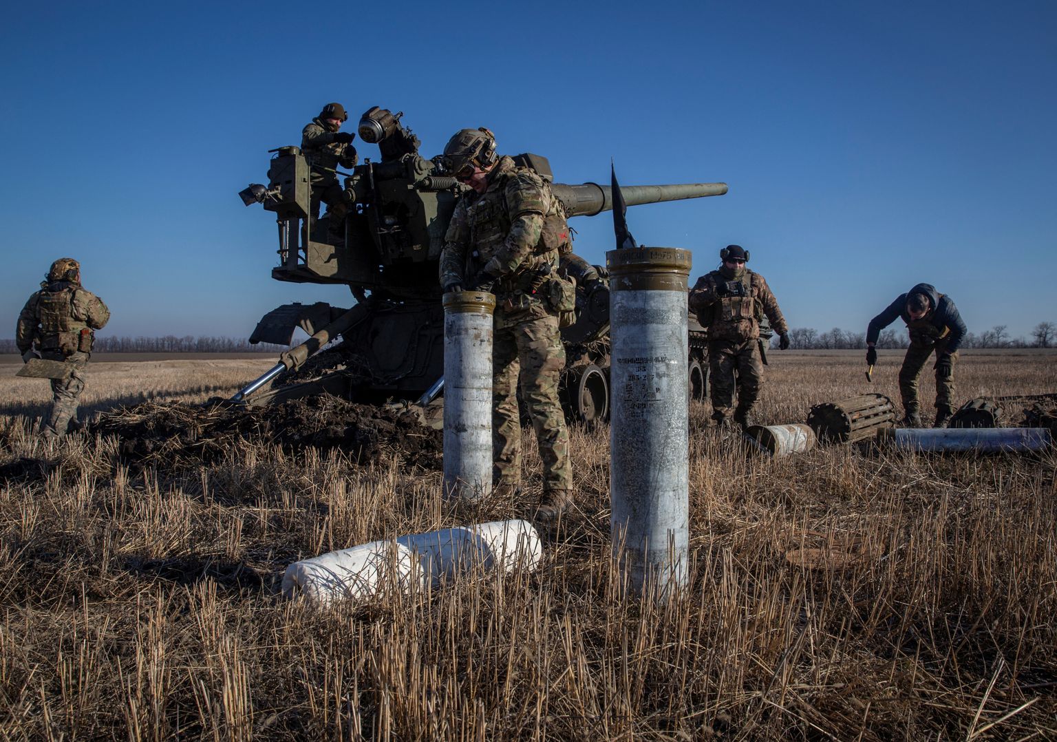 Ukraina sõdurid üleeile rindel Donetski oblastis Bahmuti lähistel.