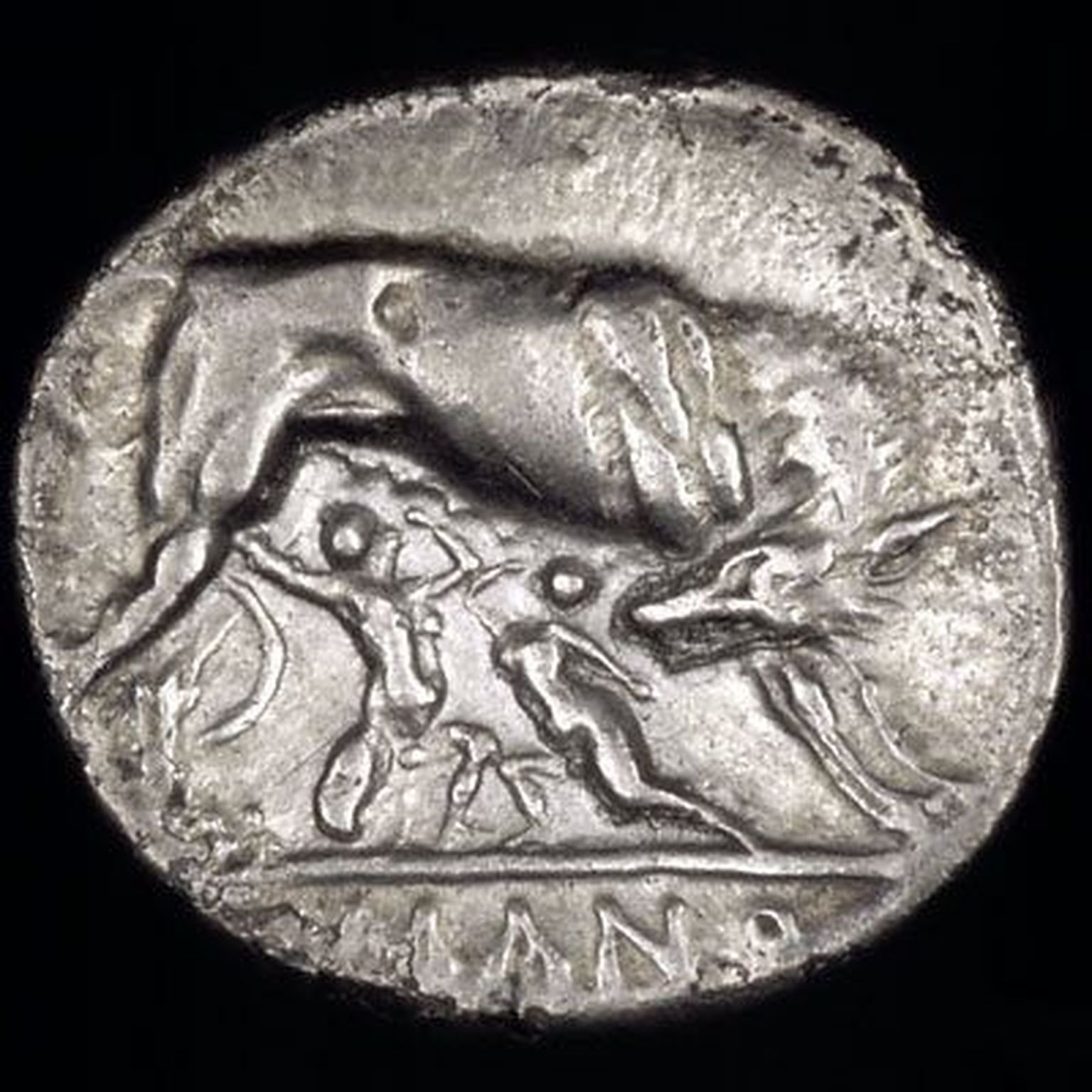 Emahunti, Romulust ja Remust kujutava ning kolmandast sajandist pärineva mündi revers.