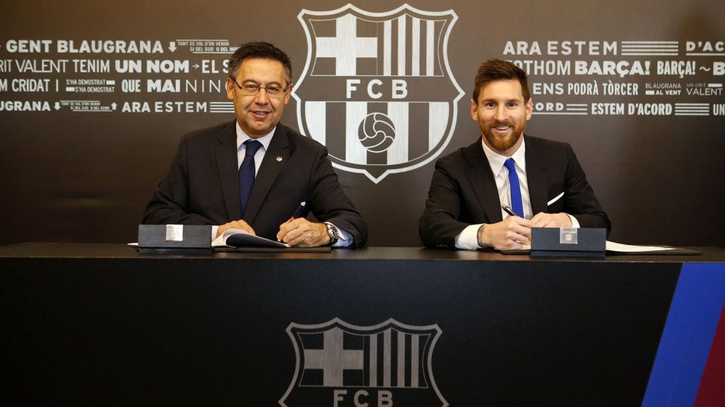 FC Barcelona president Josep Maria Bartomeu ja Lionel Messi.