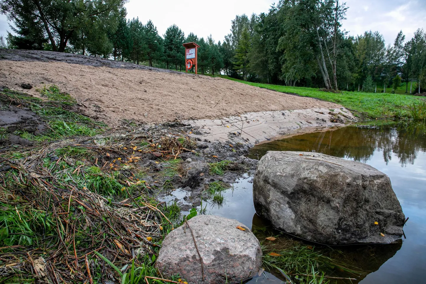 Paikuse ujumiskoht pärast kalda korrastamist.