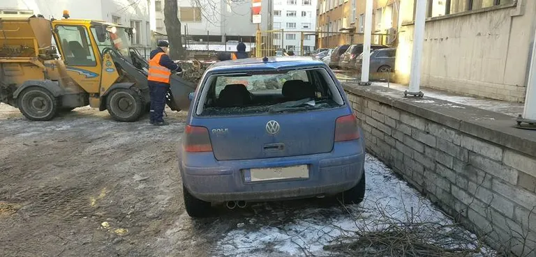 Сильный ветер в январе уже стал причиной повреждений неудачно припаркованных автомобилей.