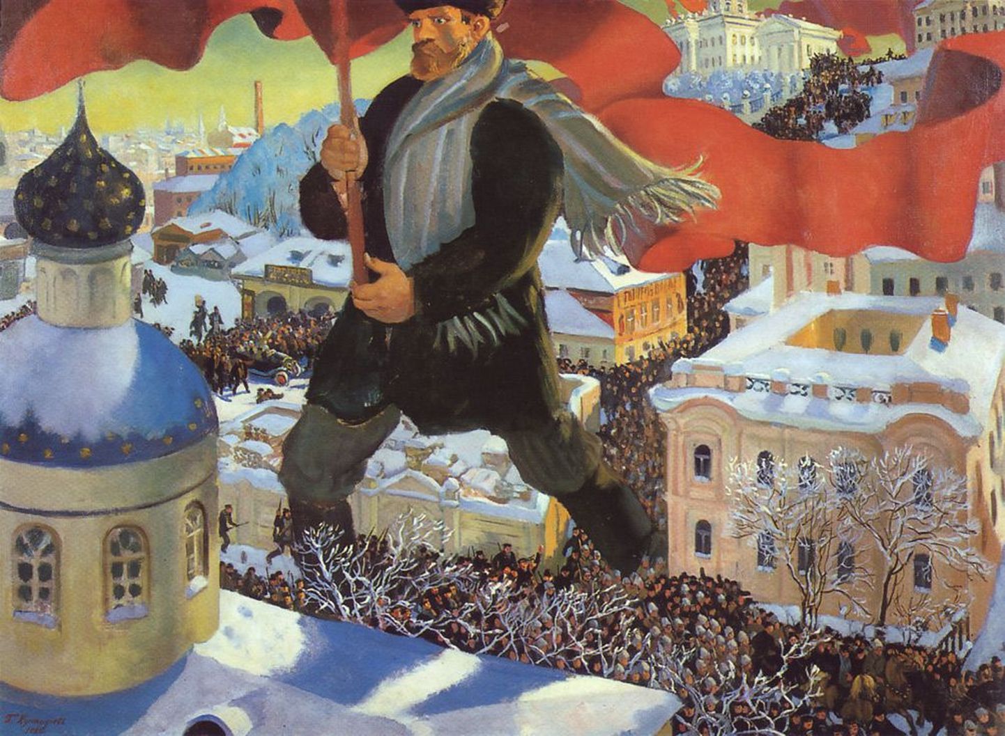 Boris Kustodijevi õlimaalmaal «Bolševik» aastast 1920.