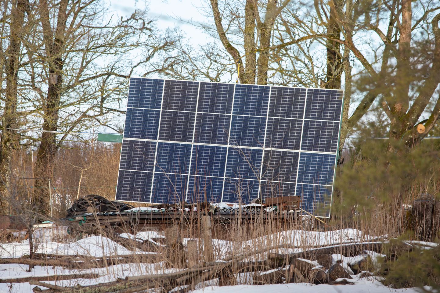 Elektri tootmiseks püstitatud päikesepaneel Viljandis. Pilt on illustreeriv.