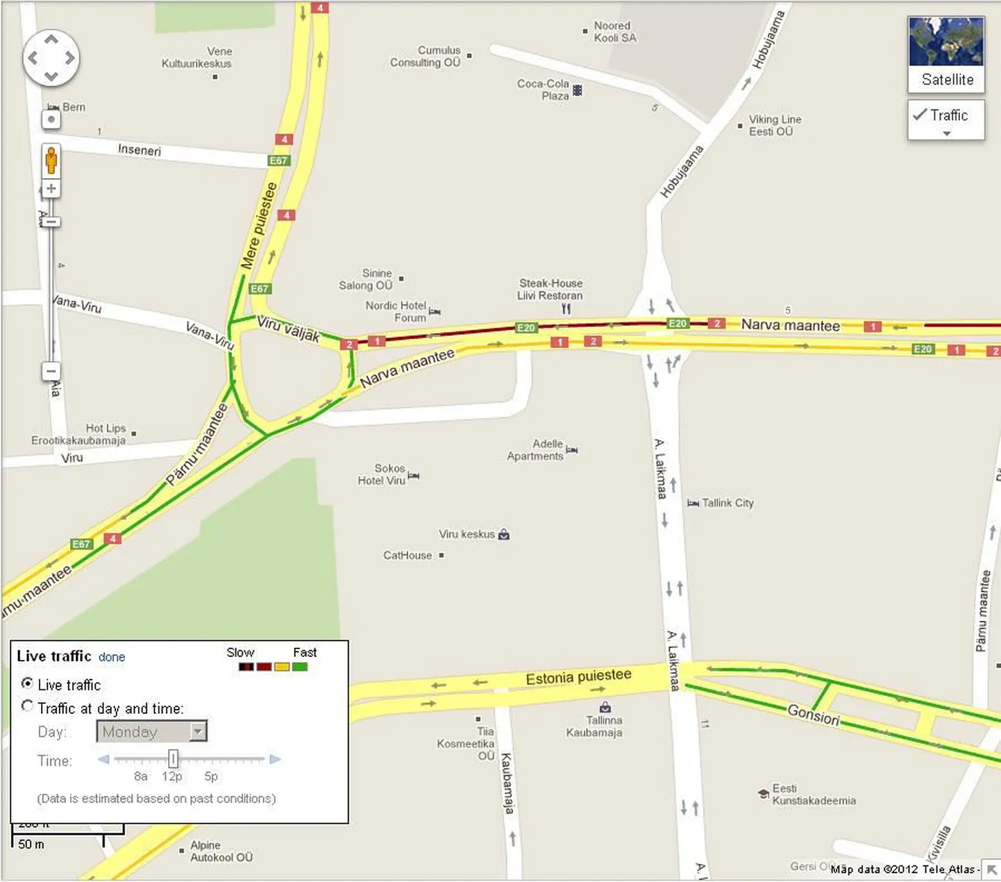 Google Maps Traffic näitab nüüd ka Tallinna liiklusinfot.