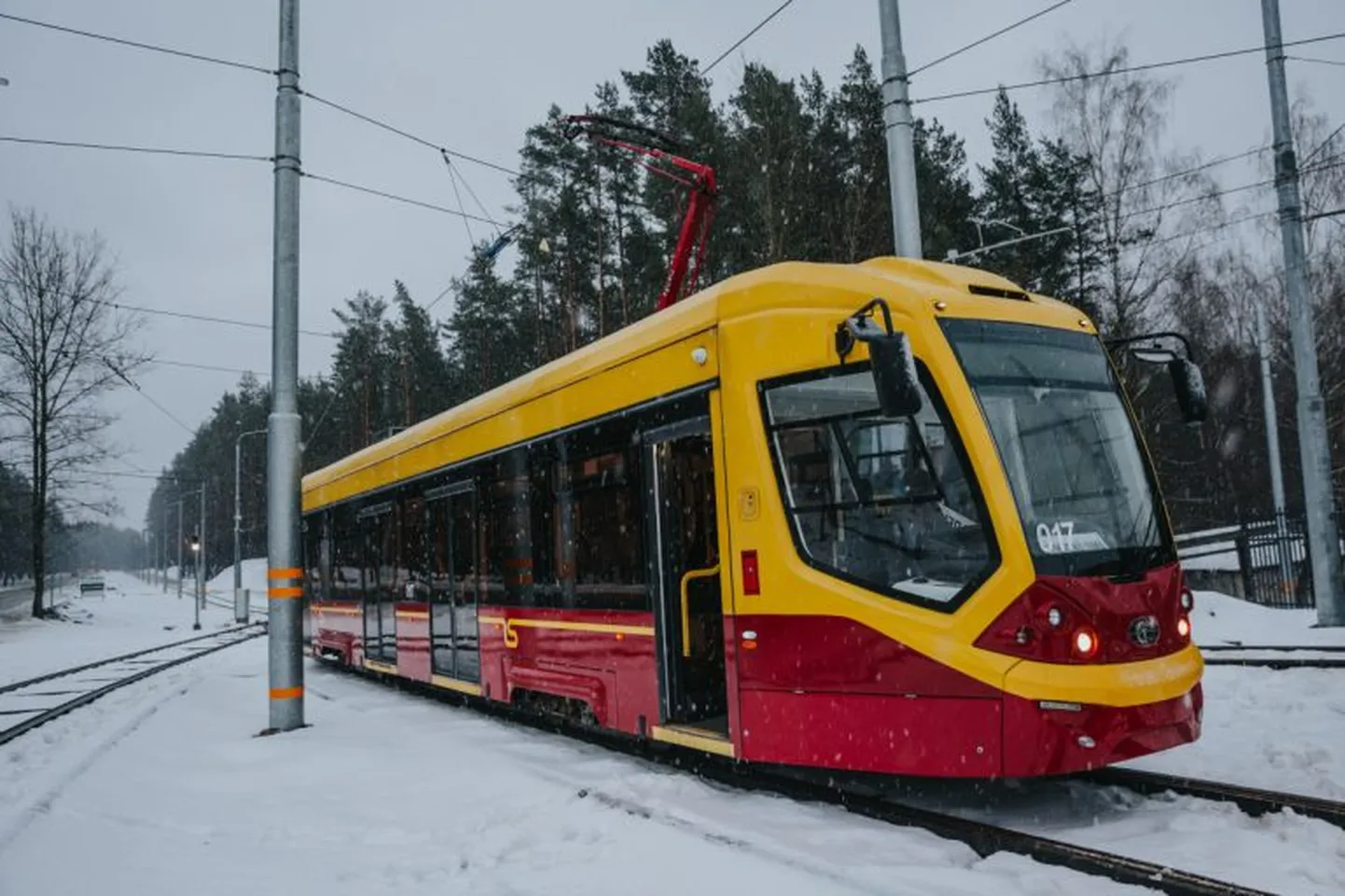 Трамвай в Даугавпилсе. 24 января 2024 года.
