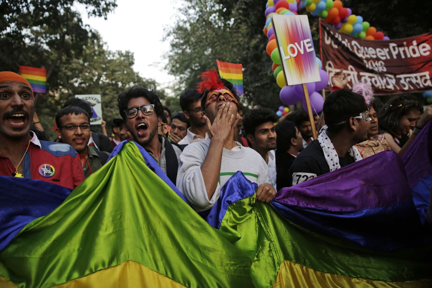 Meeleavaldus India homoseksuaalide toetuseks New Delhis.