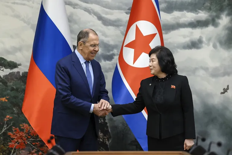 Russia and North Korea have rapidly become close over the past year. For Moscow, this is a forced move, but for Pyongyang, it significantly boosts its influence. Russian Foreign Minister Sergey Lavrov shaking hands with his North Korean counterpart Choe Son-hui at their meeting in Pyongyang on October 19, 2023.