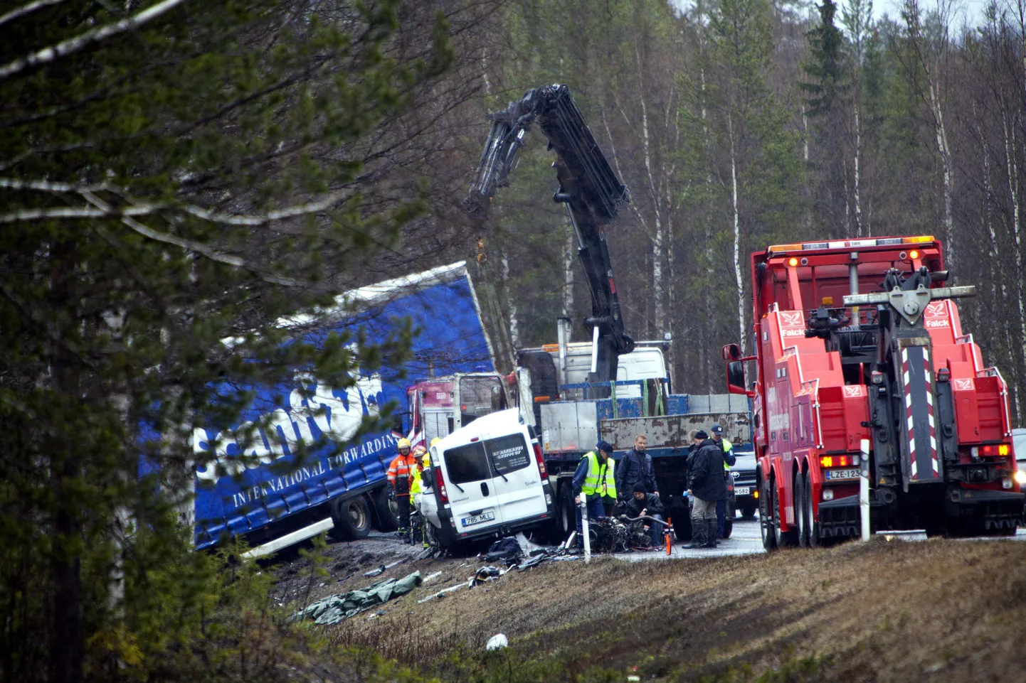 Avariipaik Rovaniemis, kus hukkus neli Eesti ehitajat.
