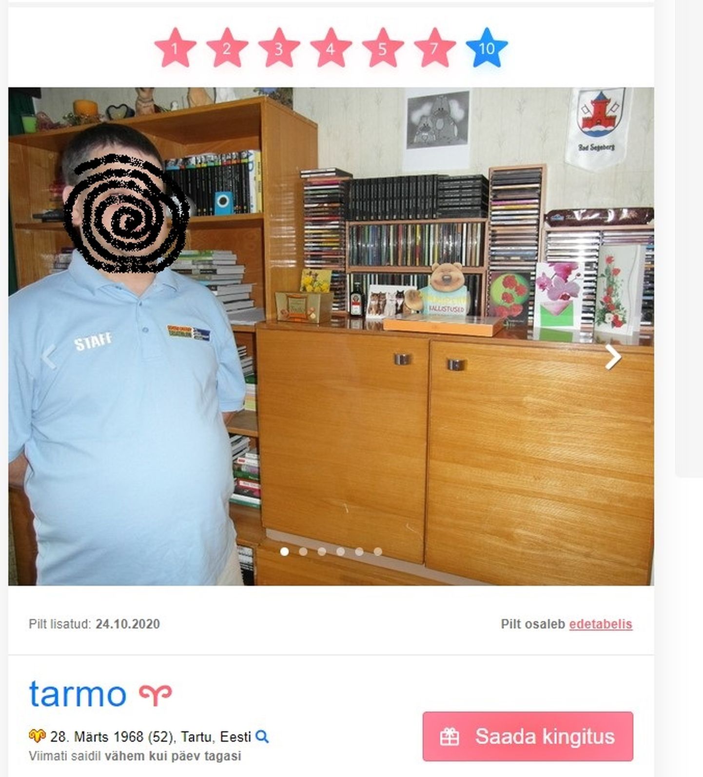 Один из аккаунтов Тармо на портале Rate.ee.