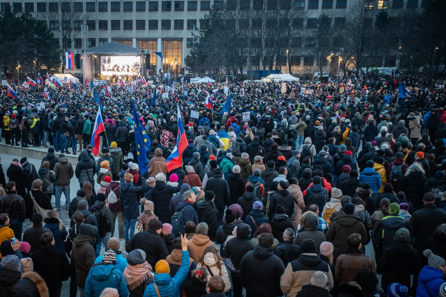 Slovakkia peaministri Robert Fico vastane meeleavaldus 7. veebruaril Bratislavas.
