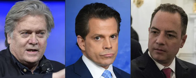 Vasakult paremale: Steve Bannon, Anthony Scaramucci ja Reince Priebus